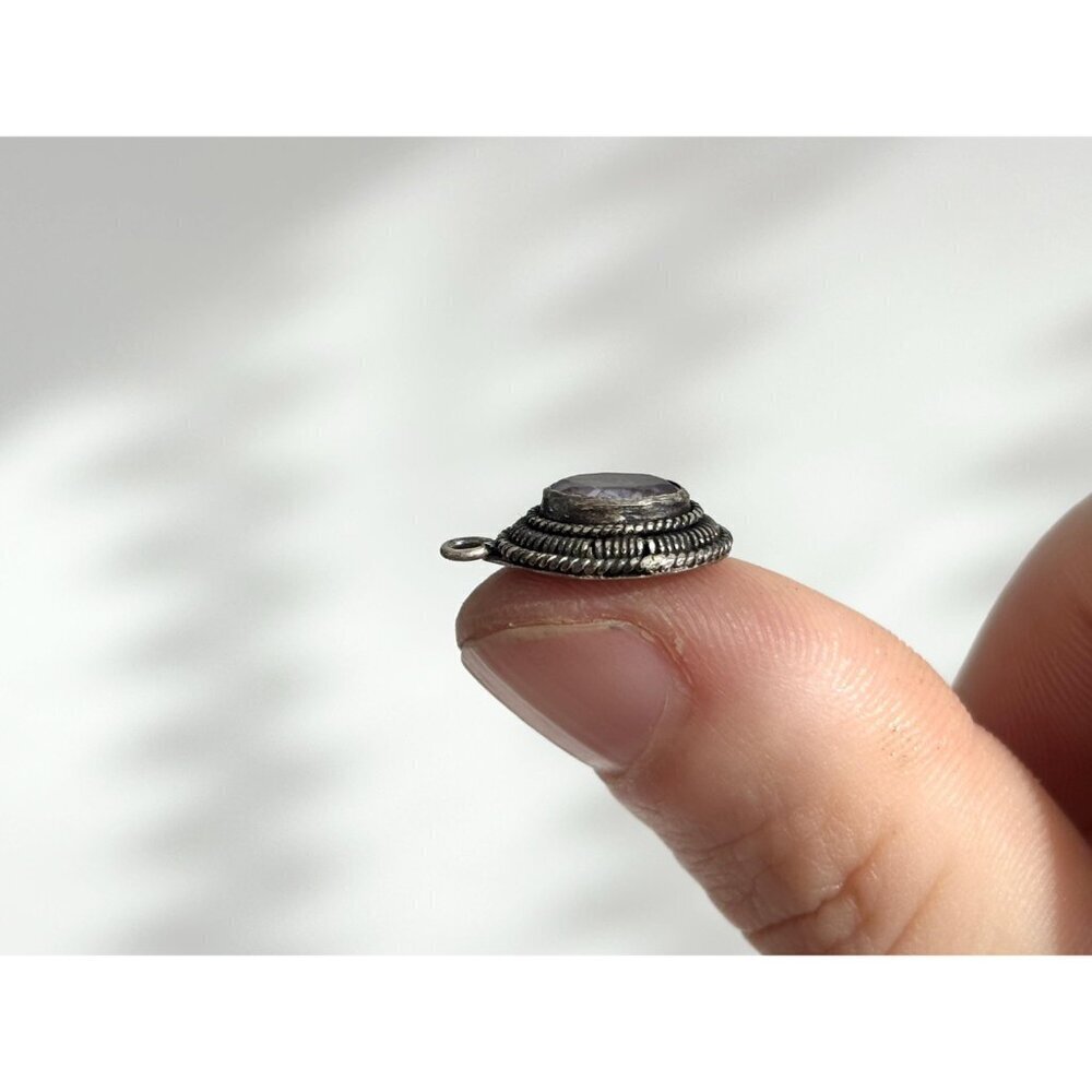 Amythest Rope Framed 925 Sterling Silver Figural Little Vintage Pendant | Charm - Picture 7 of 9
